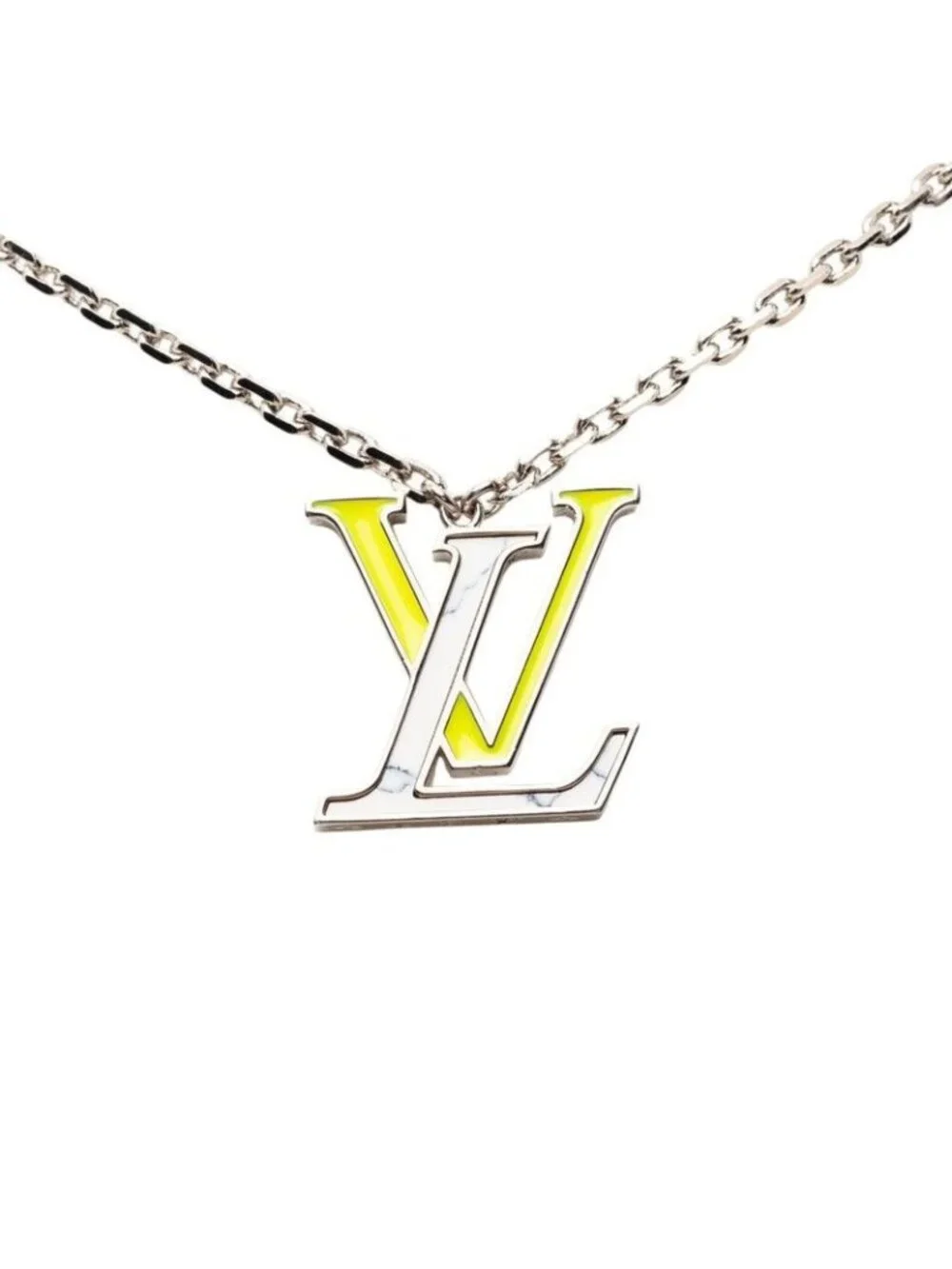 Louis Vuitton Pendant LV Color Chain Necklace Silver Yellow White Metal